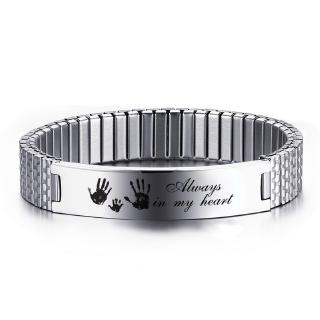 ปรับ แต่งแกะสลัก ชื่อภาพสร้อยข้อมือยืดกับยืดหยุ่นผู้ชายผู้หญ…