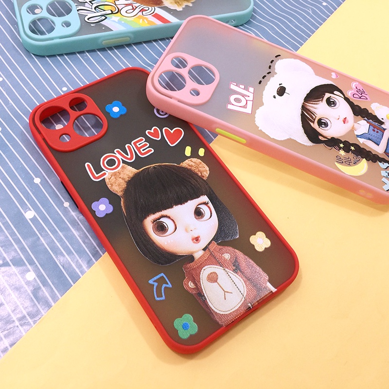 พร้อมส่ง!! เคสTPU/i13MINI/13/13PRO/13PROMAX ขอบสีหลังขุ่น กันเลนส์กล้อง เคสกันกล้อง ลายการ์ตูนเคสแฟช