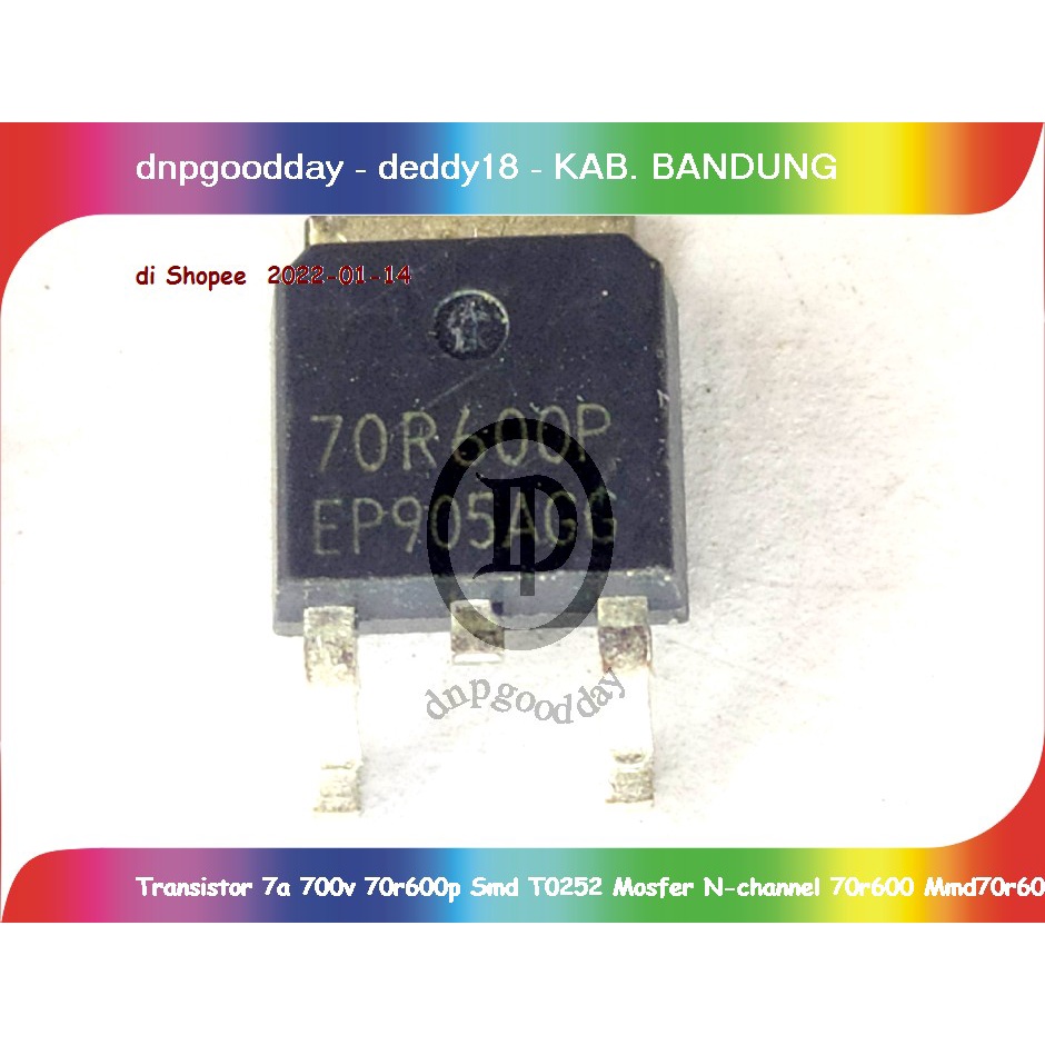 ทรานซิสเตอร์ 7a 700v 70r600p Smd T0252 Mosfer N-channel 70r600 Mmd70r600p
