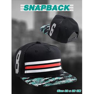 หมวกแก๊ปทรง Snapback : สีดำ