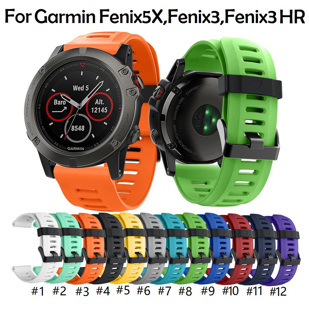 สายนาฬิกาข้อมือซิลิโคน Garmin Fenix 3 / Fenix3 HR / Fenix 5X Watch Band Replacement Strap Sport Wristband Bracelet Accessory