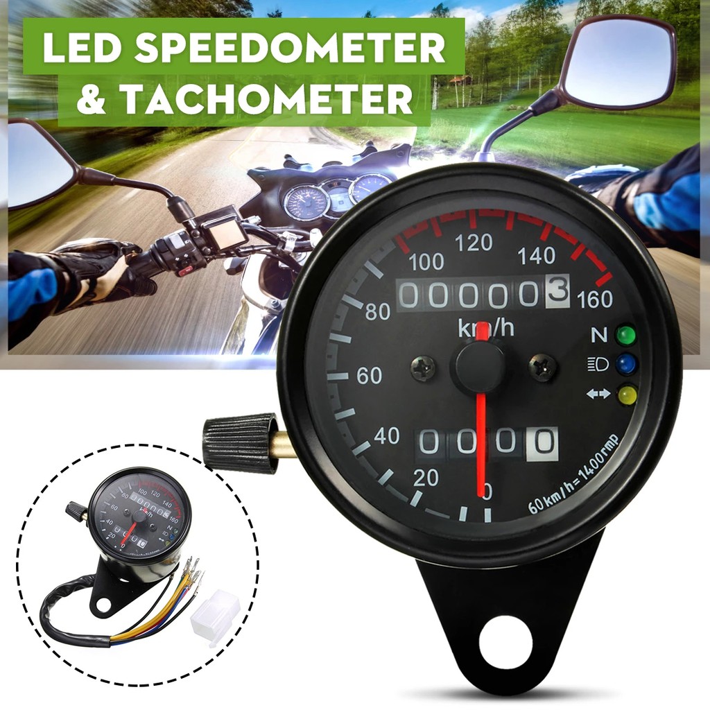 เครื่องวัดความเร็ว ไฟแบ็คไลท์ LED สําหรับรถจักรยานยนต์ คาเฟ่ Racer KM/H