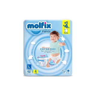 โปรโมชั่น : Molfix ผ้าอ้อมเด็กโมลฟิกซ์ เอ็กซ์ตร้า ดราย แพ้นส์ L 624 ชิ้น