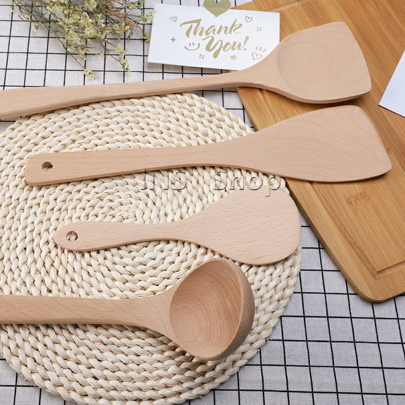 ไม้พายทำอาหาร ทำจากไม้จริง จับถนัดมือ shovel spoon - รูปที่ 2