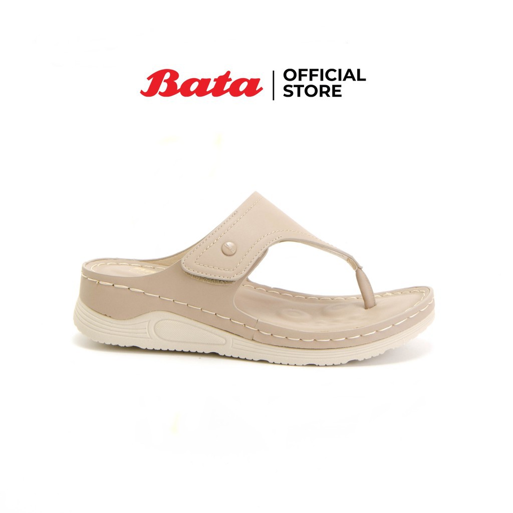 Bata COMFIT รองเท้าแตะเเฟชั่นลำลองสตรี SLIP ON แบบหนีบ สีเบจ รหัส 6718103