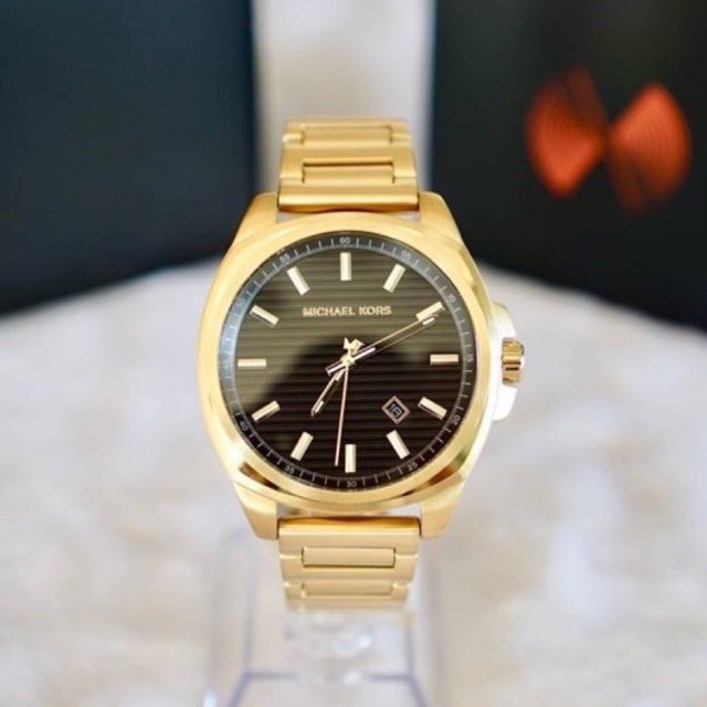 (ผ่อน0%) นาฬิกาชาย Michael Kors Bryson Gold-Tone Watch 42mm สแตนเลส สีทอง