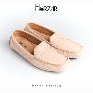 ส่งฟรี!! Horzar รองเท้าหนังแกะ ทรง Driving Shoe รุ่น Devon Driving สี Linen ส่งฟรี Lambskin Moccasins Loafers