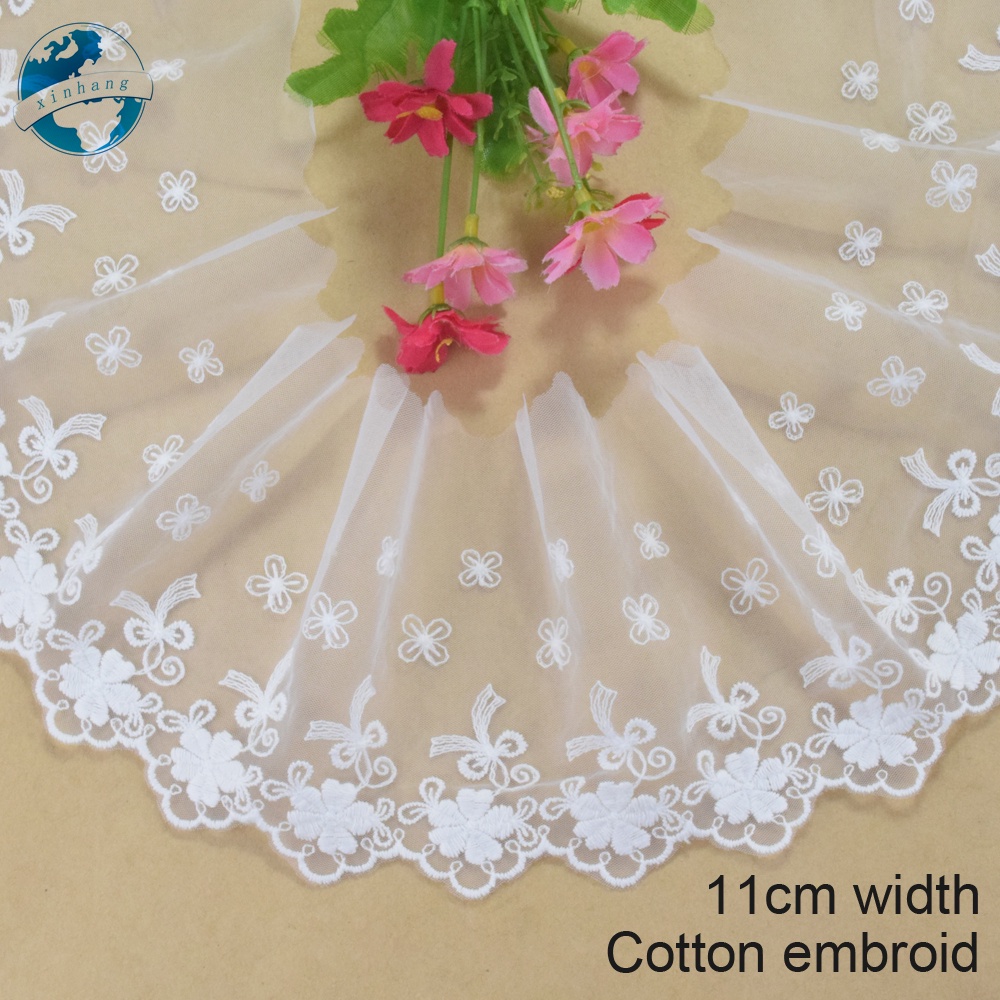 กว้าง 11 ซม.ผ้าฝ้ายเย็บปักถักร้อยขอบลูกไม้ลูกไม้ผ้า guipure diy trims มินิเดรสลูกไม้ริบบิ้น garment อุปกรณ์เสริม 3054