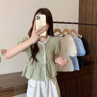 Vogue🌟พร้อมส่ง🌟 เสื้อไหมพรมแขนสั้น น่ารักสไตล์เกาหลี่มาก (60109)