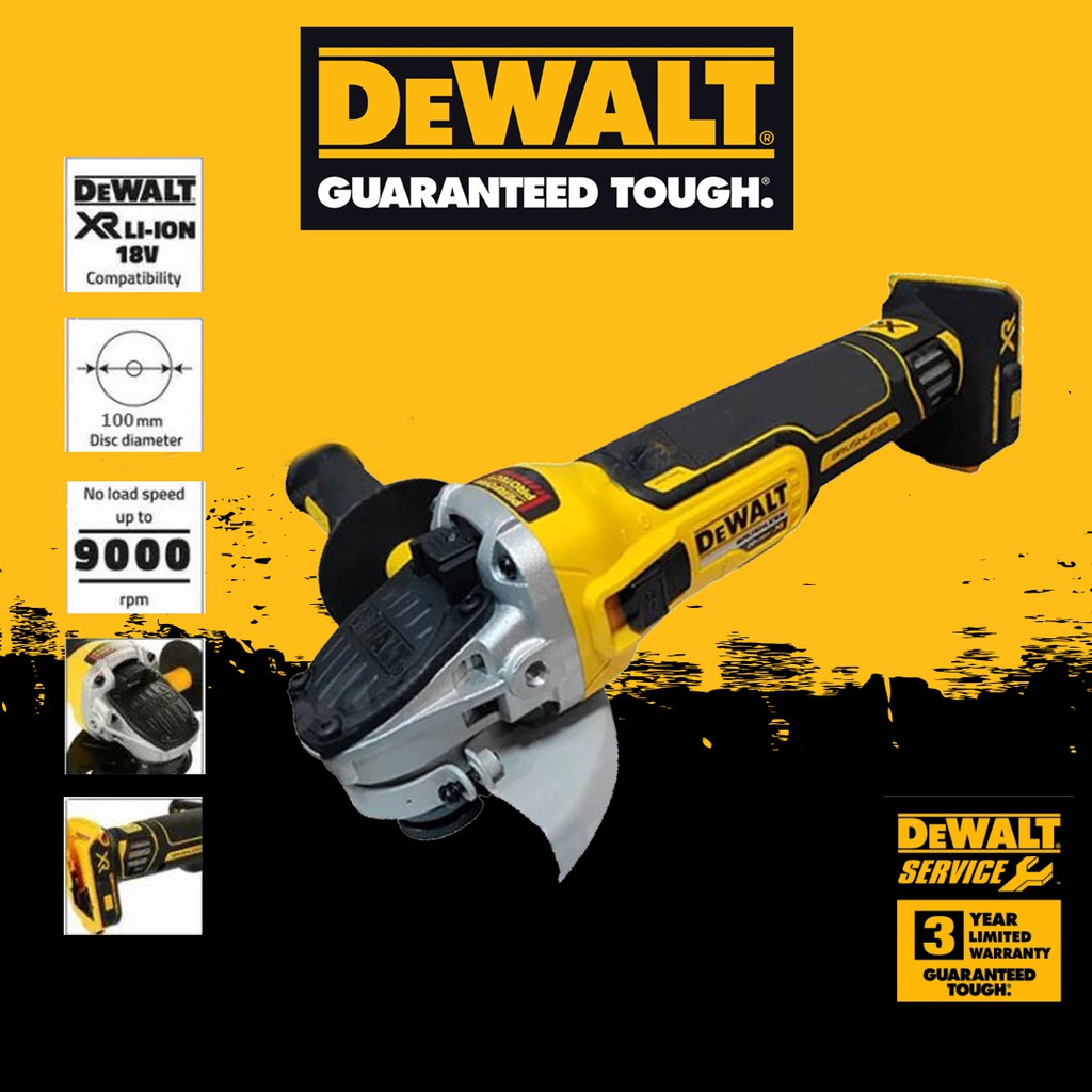 DeWALT DCG405N เครื่องเจียร ไร้สาย 18V รุ่น DCG405 ขนาด 4นิ้ว สินค้ารับประกันศูนย์ ของแท้ (เครื่องเปล่าไม่รวมแบต)