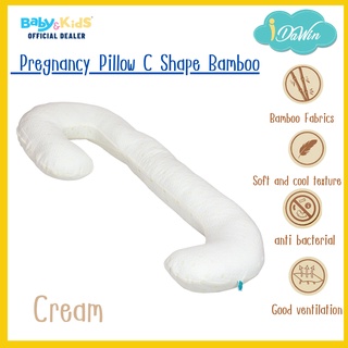 Idawin หมอนรองครรภ์รูปทรงคัว c  ปลอกผ้าเยื่อไผ่ Pregnancy Pillow - C Shape ผ้าไยไผ่สีcream