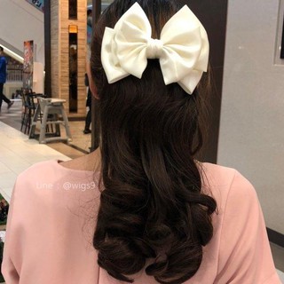 หางม้ารุ่นพิเศษ (หางม้าแบบกิ๊บติด) โบว์สีขาว 3 ชั้น