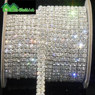 ☃⌂SS16 Clear Rhinestone 2-Row ใกล้เชนภายนอกข้อมูลรถเงิน x 1 หลา