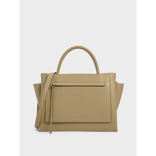 Charles &amp; Keith Large Trapeze Handbag กระเป๋าหนังสีน้ำตาล