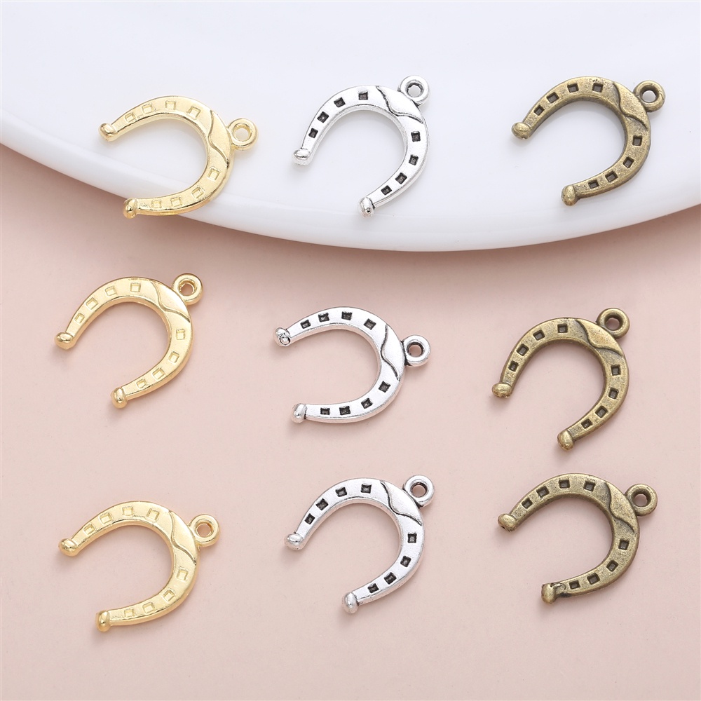 จี้สร้อยคอ รูปเกือกม้า สไตล์วินเทจ สําหรับทําเครื่องประดับ DIY 30 ชิ้น ต่อชุด