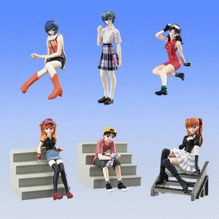 (แท้/กาชาปอง/มือสองไม่มีกล่อง) BANDAI HGIF EVANGELION Gashapon set of 6 Yoshiyuki Sadamoto Collection #4