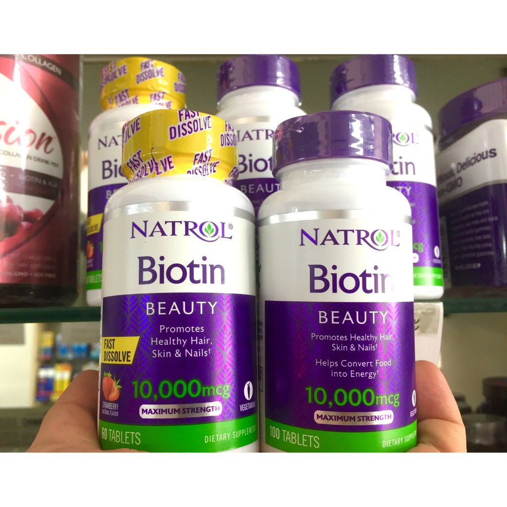 **พร้อมส่ง อายุยาว** Biotin Natrol 10,000mcg บำรุงผมและเล็บ มี 2 ขนาด