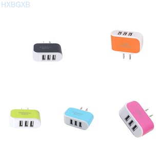 Hxbg Universal Candy Color 3 Usb อะแดปเตอร์ปลั๊กเสียบชาร์จแบต Us ติดผนัง Ac 110-220V 5V