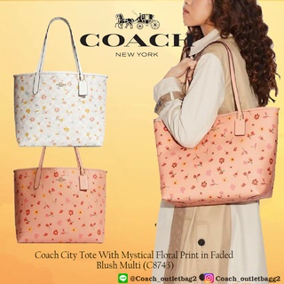 Coach City Tote With Mystical Floral Print in Faded Blush Multi (C8743)