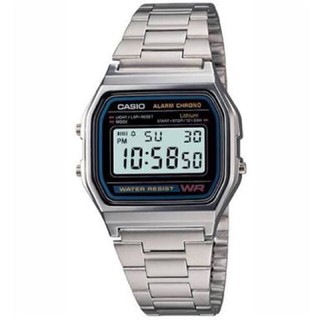 Casio A-158wa สายเหล็กระบบดิจิตอลสายปรับเลื่อนเองได้