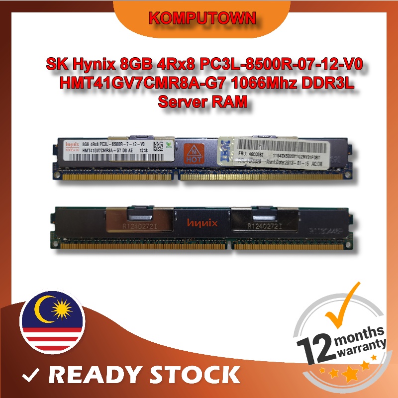 SK Hynix 8GB DDR3L 1066MHz CL7 4Rx8 ECC VPL DRIMM Server RAM (PC3L-8500R-07-12-V0 HMT41GV7CMR8A-G7)