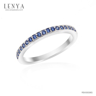 Lenya Jewelry แหวน LENYA ETERNAL ประดับด้วย SWAROVSKI ZIRCONIA สีน้ำเงินแฟนซี บนตัวเรือนเงินแท้ชุบทองคำขาวแท้ สวยคลาสสิค