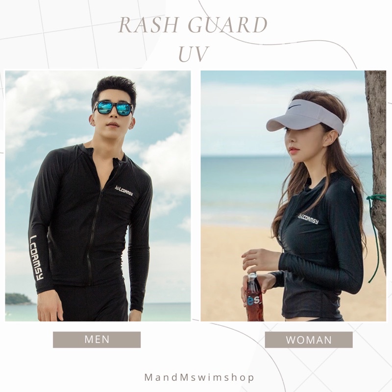 Rashguardเสื้อว่ายน้ำผู้ชายแขนยาวซิปหน้ากันยูวี, เสื้อว่ายน้ำผู้หญิงแขนยาวซิปหน้ากันยูวี M-3XL