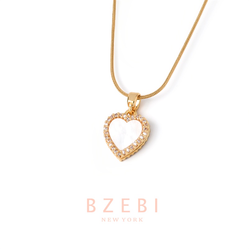 Bzebi สร้อยคอ จี้หัวใจ โซ่ สแตนเลส ทองคำแท้ อิตาลี่แท้ ทอง ผู้หญิง สร้อยคอทอง ไม่ซีดจาง กันสนิม เครื่องประดับแฟชั่น สไตล์เกาหลี สําหรับผู้หญิง 18k 1075n