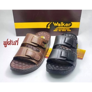 Walker รุ่น WB 655 รองเท้าวอคเกอร์ สีดำ น้ำตาล รองเท้าแตะหนังแท้ผู้ชาย