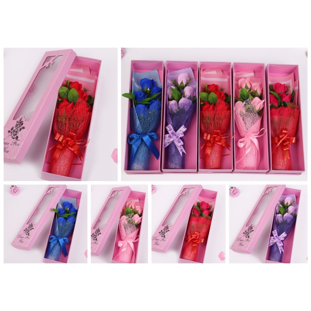 ดอกไม้สบู่จัดช่อ 5 ดอก สีเดียวกันทุกดอก