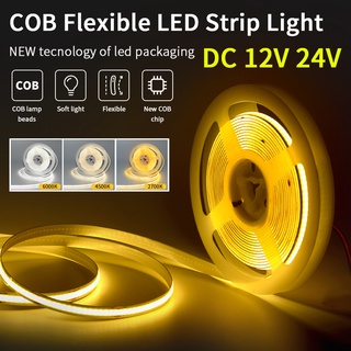 เทปไฟ LED COB STIP DC12V 24V 320Leds/m ความหนาแน่นสูง ยืดหยุ่นสูง ขนาด 10 ม. 5 ม. 3 ม. 2 ม. 1 ม. สําหรับตกแต่งห้องครัว