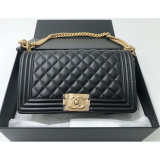 Chanel Boy 10" Caviar Black GHW Holo30 Full set ori rec