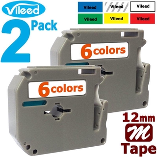 [สต็อกประเทศไทย]2 Pack 12mm M Tape for Brother M-K131 M-K231 M-K431 M-K531 M-K631 M-K731 Black on Clear White Red Yellow