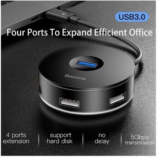 BASEUS HUB Adapter 4in1 อะแด็ปเตอร์วงกลม 4 in 1 Smart Converter Round Box Hub Adapter Type-C และ USB