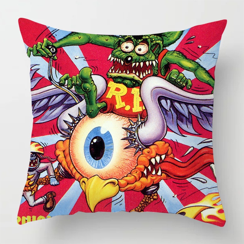 ปลอกหมอนพิมพ์ลายการ์ตูน Tales Of The Rat Fink แบบนุ่มสําหรับตกแต่งบ้าน 45X45