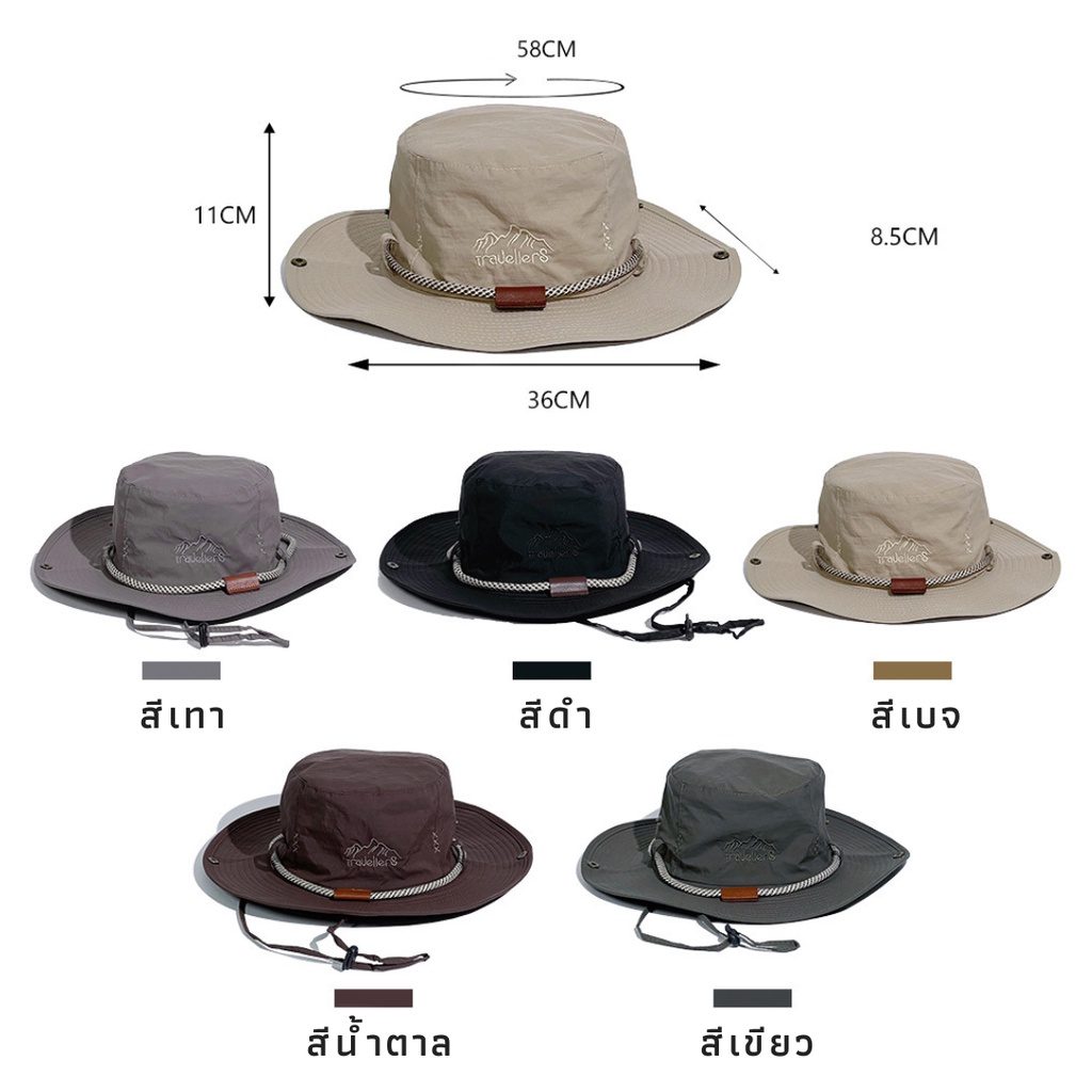 หมวก Bucket Hat Camping Outdoor Adventure ผ้าร่ม ไนล่อน รูปที่ 3