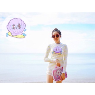 ❗️SALE❗️🐚✨"💛Baby Mermaid💛" (ลายลิขสิทธิ์) by SummerSister -เสื้อตัวยาวแขนยาว + กางเกงขาสั้น (กันยูวี)-✨🐚