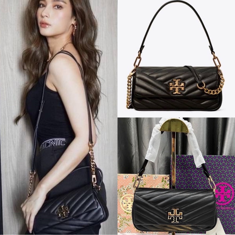 🎀 (สด-ผ่อน) กระเป๋าสีดำ  นิ้ว 85229 Tory burch Kira Chevron Small Flap  Shoulder Bag | Shopee Thailand