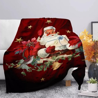 ผ้าห่ม  Custom Merry Christmas Gifts Soft Blanket  นุ่มนิ่ม ผ้าห่ม เบาสบาย  Blanket Single For Home Living Birthday Gifts