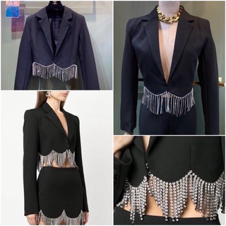 เสื้อคลุมเบรเซอร์ AREA CRYSTAL EMBELLISHED CROPPED BLAZER