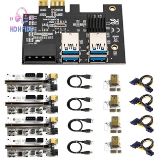 4Pcs PCI-E 1X to 16X Riser VER010X Card Adapter PCIE 1 to 4 Extender Slot 4 Port Multiplier Card for BTC Bitcoin Miner