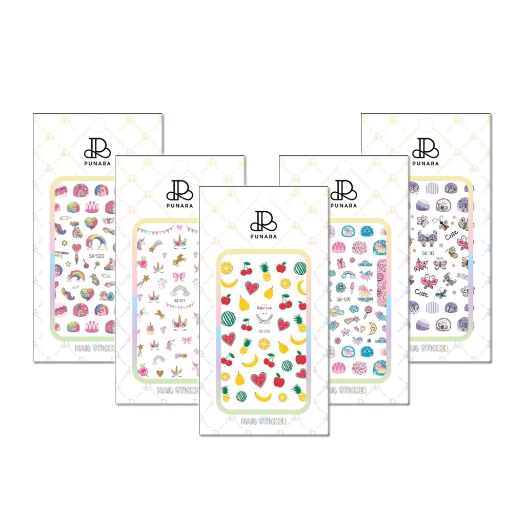 [ซื้อ 4 เเถม 1 ชิ้น]PUNARA สติกเกอร์ติดเล็บเด็กลายน่ารัก มีให้เลือกเยอะมาก Nail Sticker (กดเลือกลายแถมได้เลยรวม 5 แผ่น)