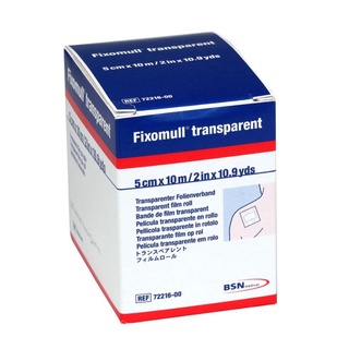 Fixomull Transparent ฟิกซ์โซมูล แผ่นปิดแผล อเนกประสงค์ ฟิล์มใส กันน้ำ ชนิดม้วน ขนาด 5 cm x 10 m จำนวน 1 ม้วน 19196