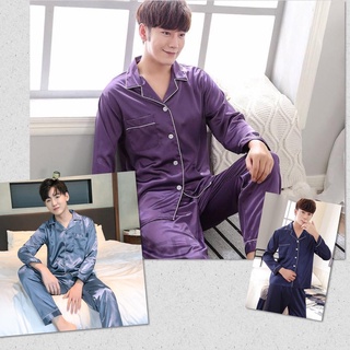 ชุดนอนผ้าซาติน จั้มโบ้ ขนาดใหญ่ แขนยาว ขายาว ชุดนอนผู้ชาย ชุ…