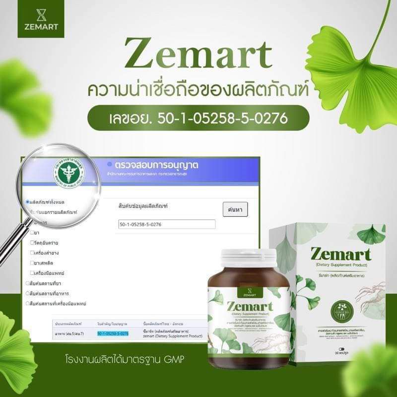 Zemart อาหารเสริมบำรุงสมอง เสริมความจำ เพิ่มสมาธิ ลดอาการอ่อนเพลีย