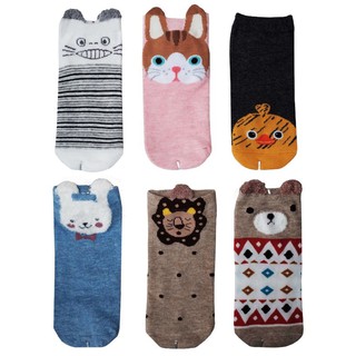 FUN.SOCKS ถุงเท้าข้อสั้น แบบมีหู  ยกโหล 12 คู่