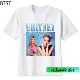 ROUND คอลูกเรือเสื้อยืด พิมพ์ลาย Britney Spears สีขาว สไตล์ฮิปฮอป ฮาราจูกุ สําหรับผู้ชาย-4XL