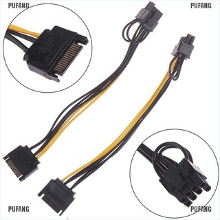 §PUFANG§15pin สายเคเบิล SATA ตัวผู้ เป็น 8pin(6+2) PCI-E 20 ซม. สําหรับกราฟฟิค