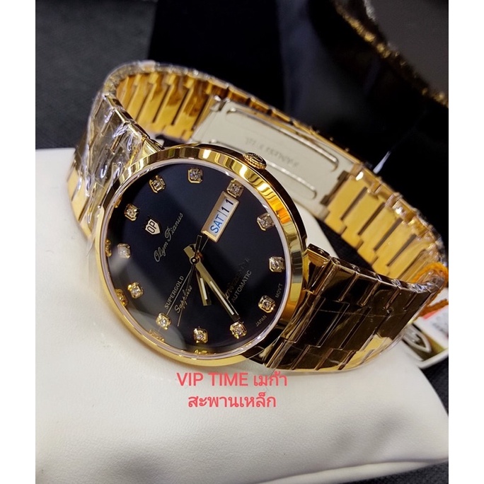 นาฬิกาข้อมือผู้ชาย OLYM PIANUS OP 890-09AM-423 Sportmaster Automatic เรือนทอง หน้าดำ