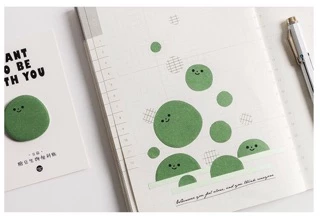 [30 แผ่น] กระดาษโน๊ตแบบมีกาว ลายกลมๆ ลายการ์ตูนแสดงอารมณ์ sticky note